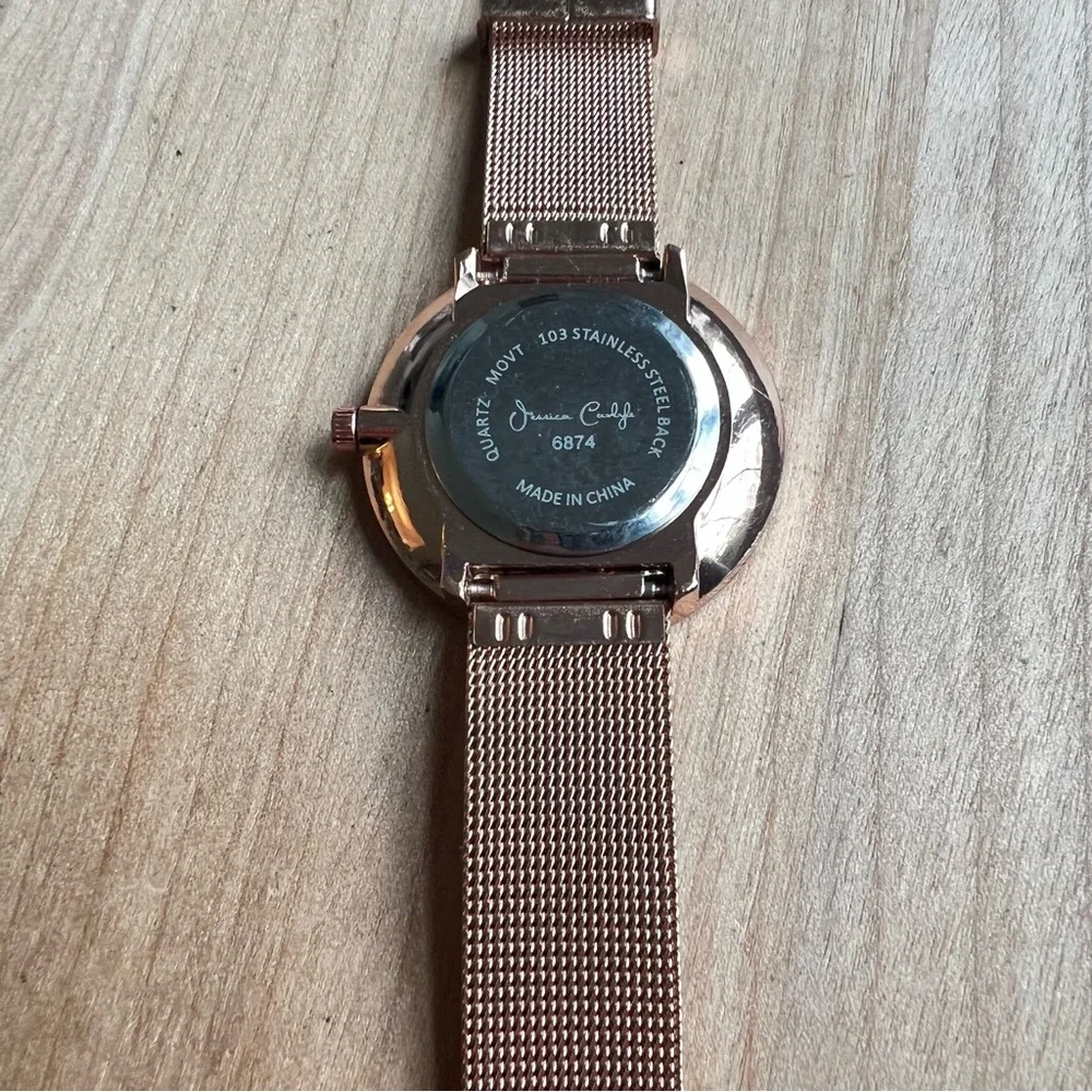 Jessica Carlyle ladies rose gold tone dress watch NEW BATTERY
